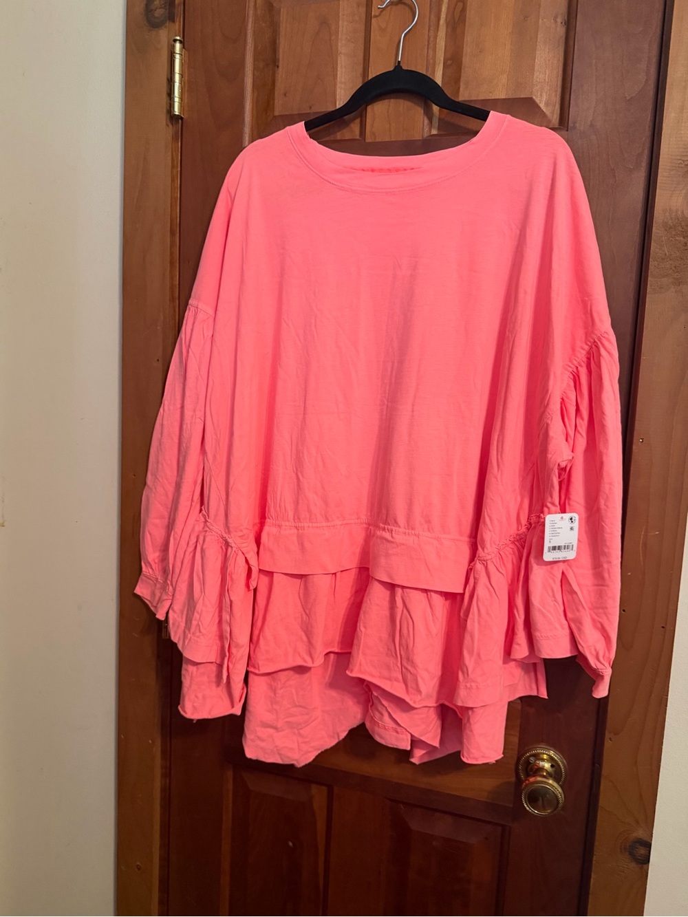 Free People Movement Relaxed Ruffle Hem Women's Top - Coral Pink